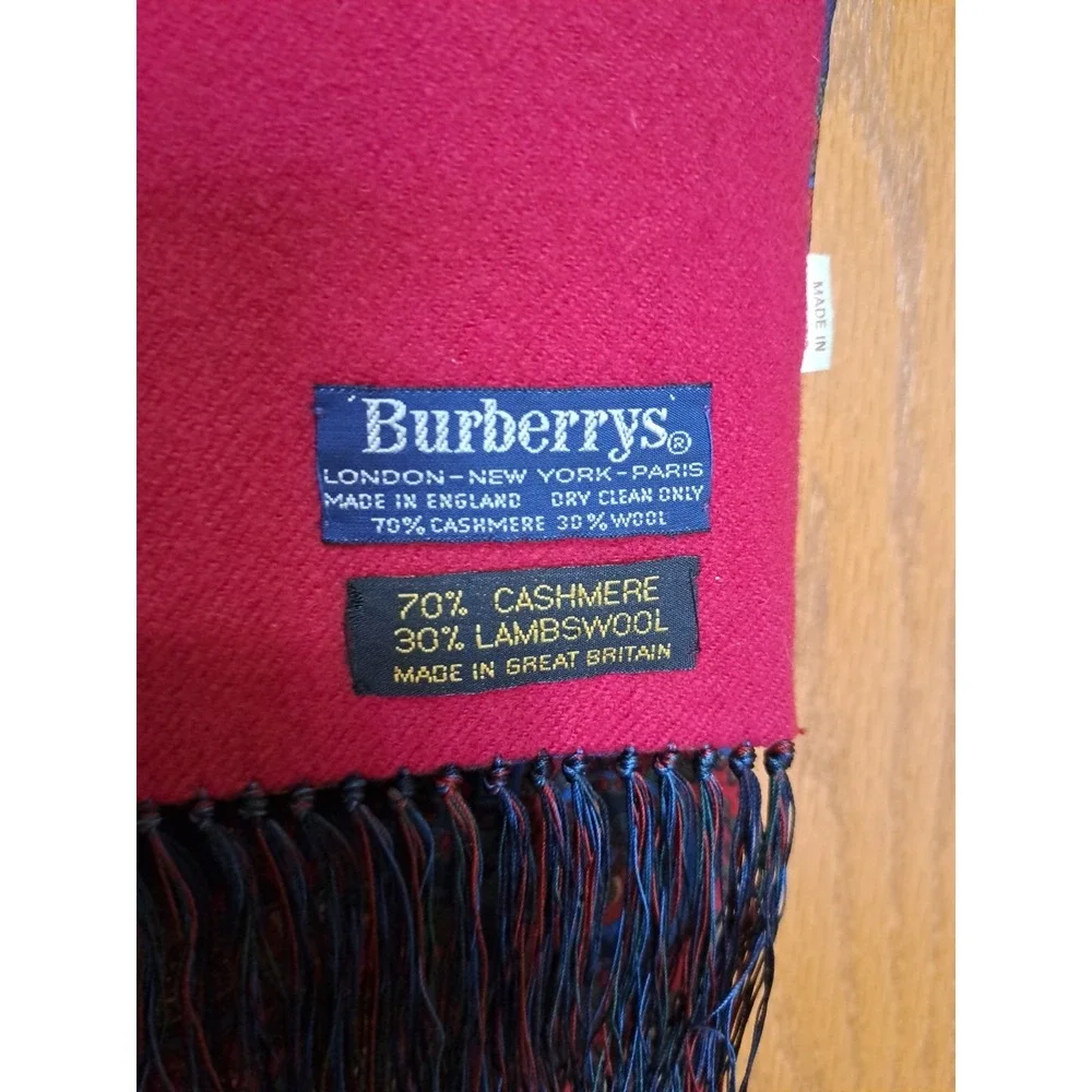 Burberrys  Cashmere Lambswool Paisley/Red  Men's Scarf With Fringe 53 X 12